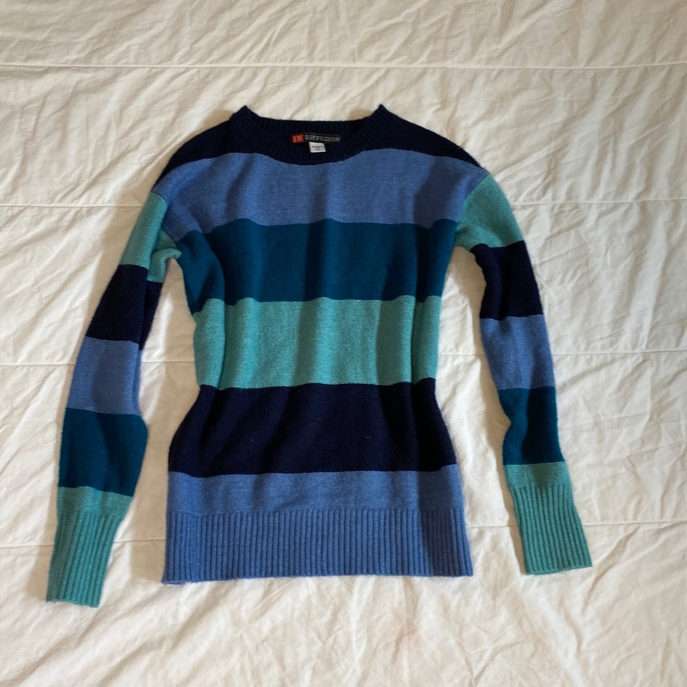 Blue Striped Long-Sleeve Sweater